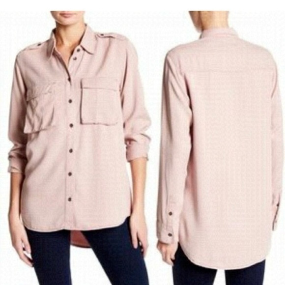 𝅺PISTOLA‎ Pink Woodrose Lyocel Button Down Shirt Large - Picture 6 of 7